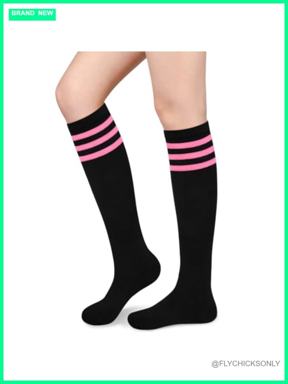 Cotton Striped Knee High Socks for Women Athletic Crew Tube Socks Long Socks